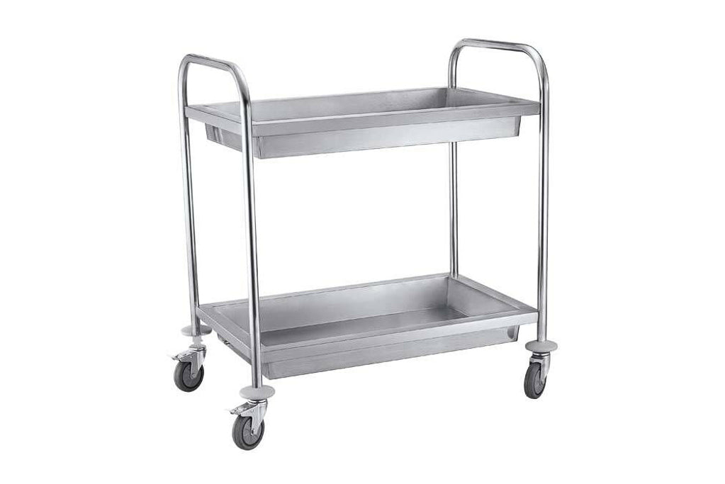 Carro de Serviço - 2 Tabuleiros Fundos 10CM INOX 810x460x850MM