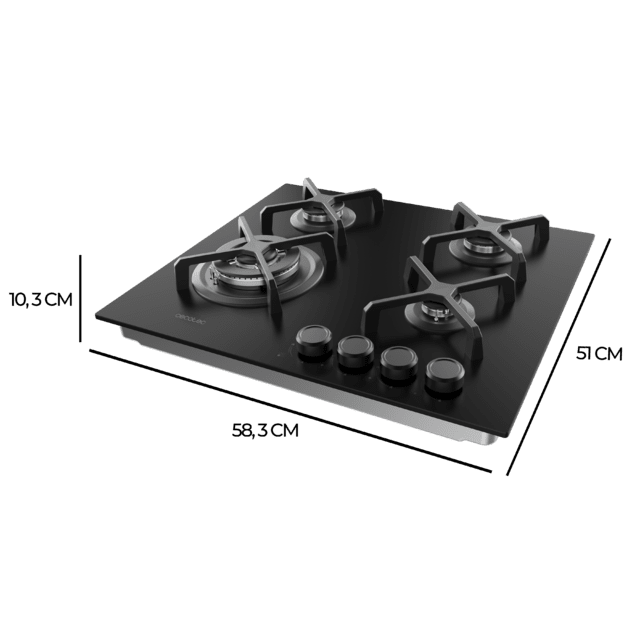 Placa a Gás - CECOTEC Bolero Squad G 4400S Nano Glass 4 Queimadores 8 kW